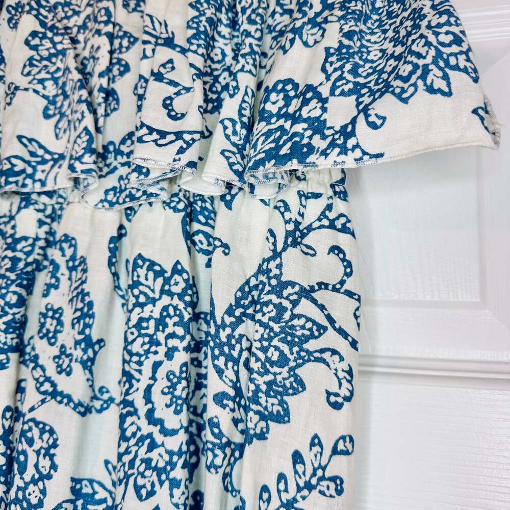 Moda International Victoria's Secret M Linen Ivory/Cream & Blue Floral Strapless - Picture 11 of 11